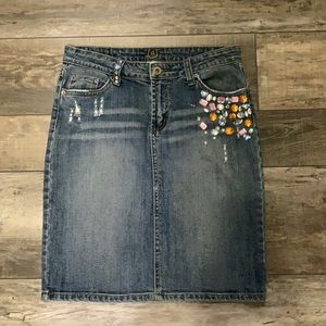 Jeweled denim skirt